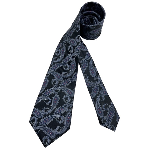 DANIEL CREMIEUX COLLECTION Black/Blue Paisley Silk LUXURY Tie HANDMADE USA - Picture 1 of 4